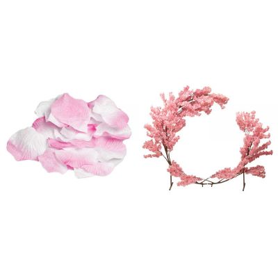 10% OFF BUNDLE: Silk Rose Petals 400pc/bag + Artificial Cherry Blossom Arch 8ft